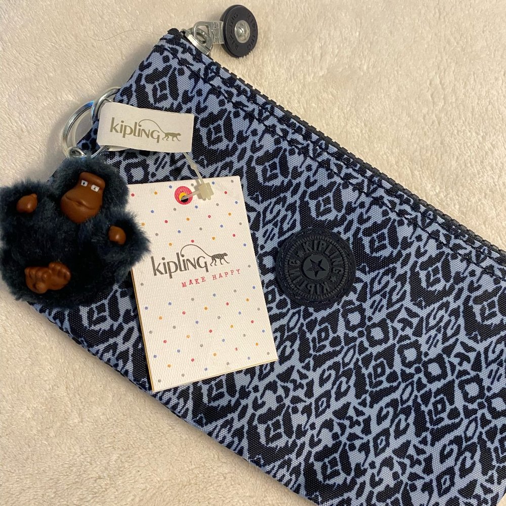 Blue Geometric Kipling Pouch
